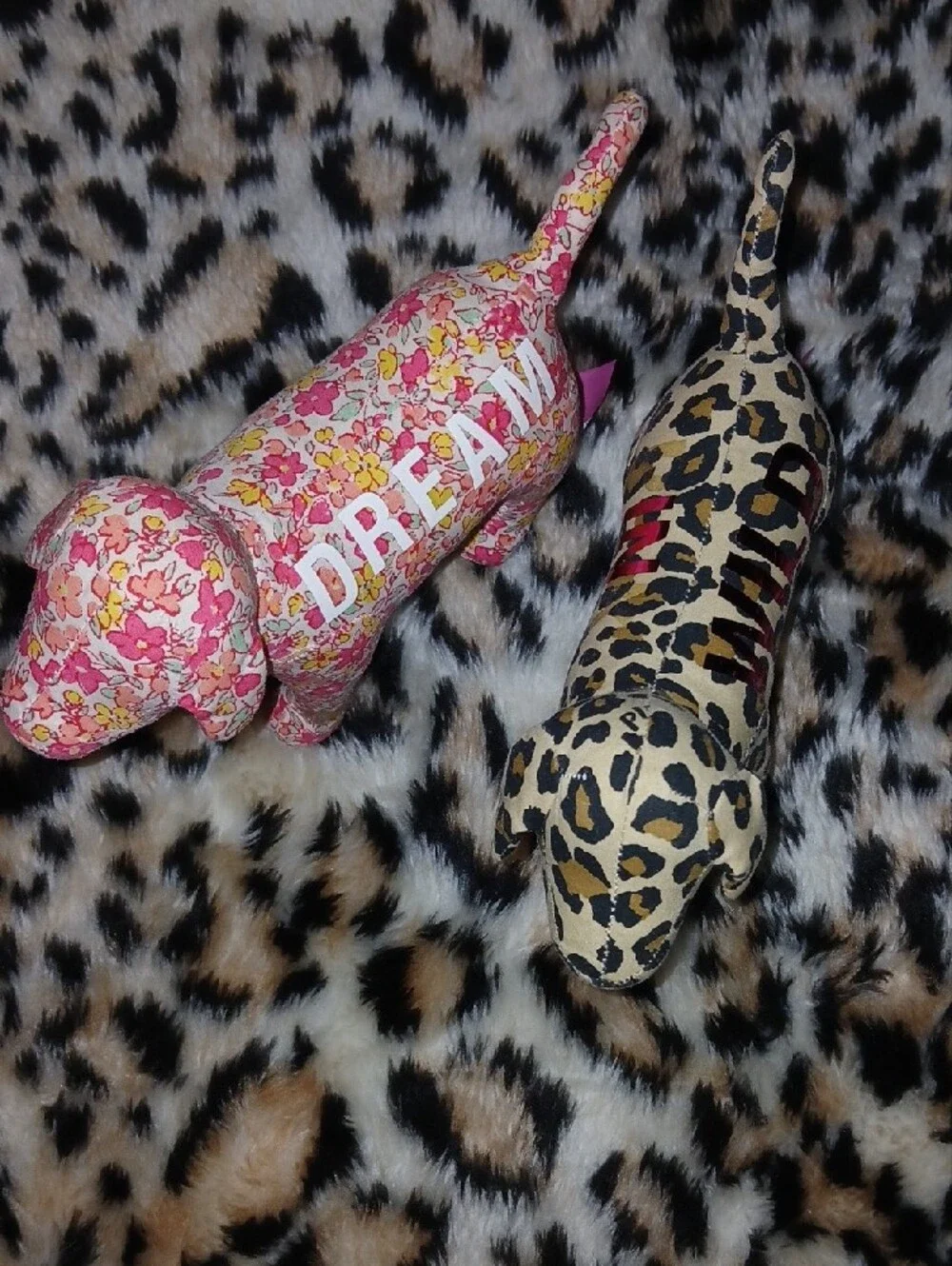 PINK Victoria's Secret Floral & Leopard Plush Dog Toys - Pink & Tan - Picture 2 of 4